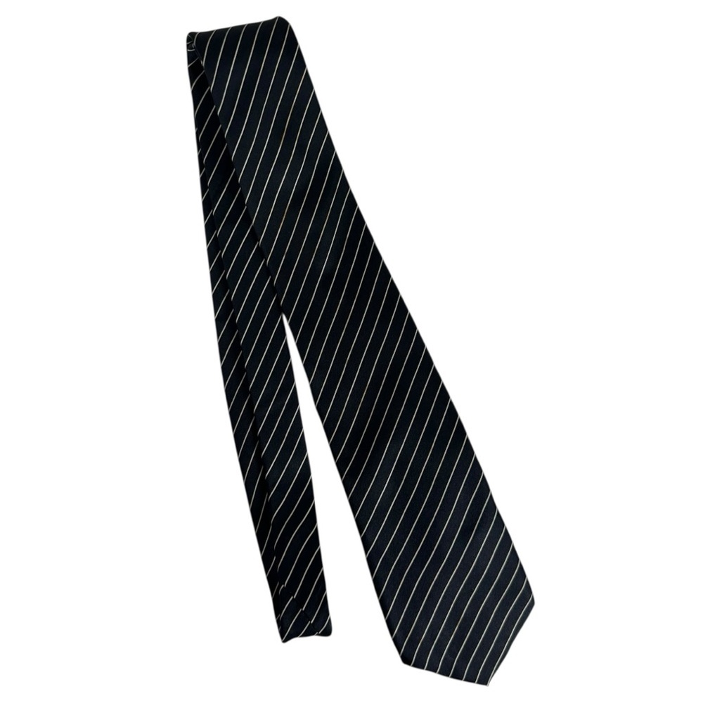 LILLY DACHE Paris Rome Los Angeles Black/Tan Stripe 100% Silk Tie